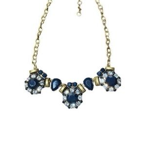 J. Crew Gold Tone and Navy Blue Statement Necklace